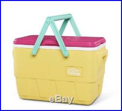 Vintage IGLOO The Picnic Basket Cooler Teal Pink Yellow Handles Retro New