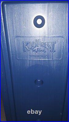 Vintage Igloo Kool Rest Large 23 Console Cooler, Cup Holders, Tan With Blue Lid