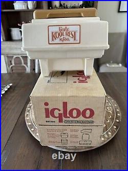 Vintage Igloo Little Kool Rest Car Console Cooler Beige/Tan Complete Open Box