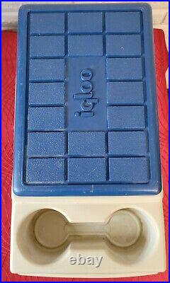 Vintage Igloo Little Kool Rest Car Cooler Console Ice Chest Cup Holder Blue Tan
