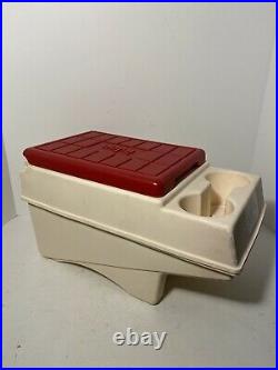 Vintage Igloo Little Kool Rest Car Cooler Console Ice Chest Cup Holder Red Cream