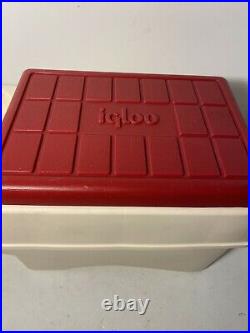Vintage Igloo Little Kool Rest Car Cooler Console Ice Chest Cup Holder Red Cream