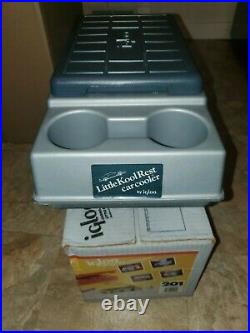 Vintage Igloo Little Kool Rest Car Cooler Grey Blue Console Ice With Original Box