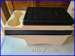 Vintage Igloo Little Kool Rest Car Cooler Tan Black Console Ice Chest Cup Holder
