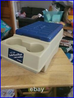 Vintage Igloo Little Kool Rest Car Cooler Tan Blue Console Ice Chest Cup Holder