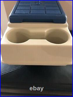 Vintage Igloo Little Kool Rest Car Cooler Tan Blue Console Ice Chest Cup Holder