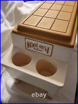 Vintage Kool Rest Igloo Car Cooler Console Ice Chest Cup Holder Tan Color