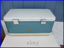 Vintage Large Themos Teal Turquois Cooler Ice Chest with Double Hinged Closure