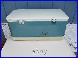 Vintage Large Themos Teal Turquois Cooler Ice Chest with Double Hinged Closure