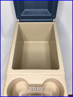 Vintage Little Kool Rest Igloo Car Cooler Console Ice Chest Cup Holder Blue Top