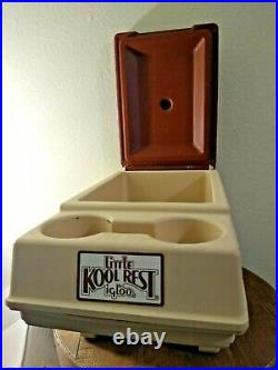 Vintage Little Kool Rest Igloo Car Cooler Console Ice Chest Cup Holder Brown