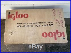 Vintage New In Sealed Box Deadstock 1970s Red Igloo 48 Quart Cooler Ice Chest