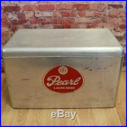 Vintage Pearl Lager XXX Beer Aluminum Ice Chest Cooler with Original Tray