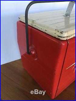 Vintage Poloron Thermaster Red Picnic Cooler Original 1960s