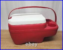 Vintage RARE SPALDING Console Cooler RED with Cup Holders Car Auto 15 W Handle