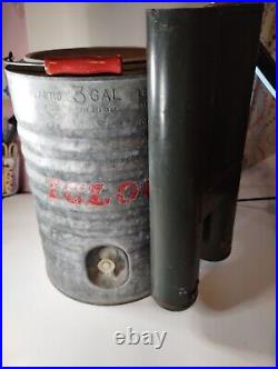 Vtg IGLOO Galvanized Metal Industrial 3 Gallon Cooler Water Dispenser Jug USA