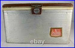 WESTERN AUTO Revelations Aluminum Metal Wood Top Cooler Vintage Ice Chest