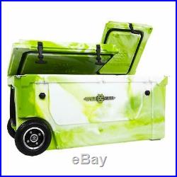 WYLD 75 Quart Pioneer Dual Compartment Insulated Cooler with Wheels, Green/White