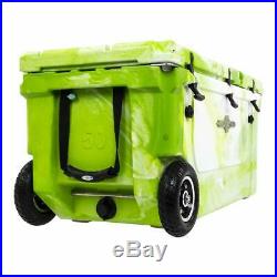 WYLD 75 Quart Pioneer Dual Compartment Insulated Cooler with Wheels, Green/White