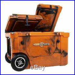 WYLD HC50-17OB 50 Qt. Dual Compartment Insulated Cooler with Wheels, Orange/Black