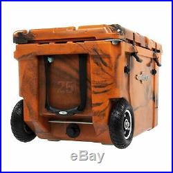 WYLD HC50-17OB 50 Qt. Dual Compartment Insulated Cooler with Wheels, Orange/Black