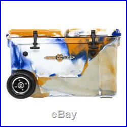 WYLD HC50-17ONW 50 Qt. Dual Compartment Insulated Cooler with Wheels, Orange/Blue