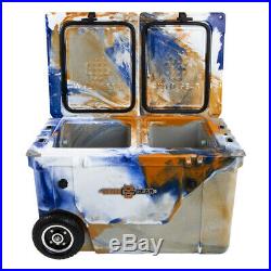 WYLD HC50-17ONW 50 Qt. Dual Compartment Insulated Cooler with Wheels, Orange/Blue