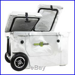 WYLD HC50-17W 50 Quart Dual Compartment Insulated Cooler with Wheels, White/Gray