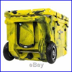 WYLD HC50-17YB 50 Qt. Dual Compartment Insulated Cooler with Wheels, YellowithBlack
