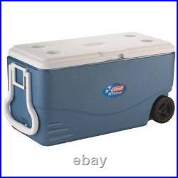 Wheeled Rolling Cooler Big Portable Ice Chest Durable 100 Quart 2 Wheel Ice Box