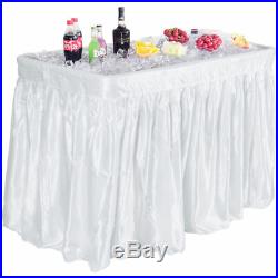 White Plastic 4' Folding Party Ice Cooler Drink Table Skirt Picnic Catering Bar