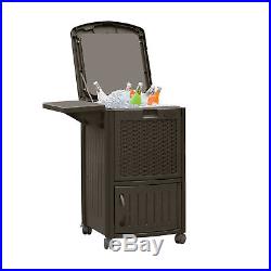 Wicker 72 Can Cooler Serving Cart Patio Outdoor Furniture 77 Quart Ice Chest