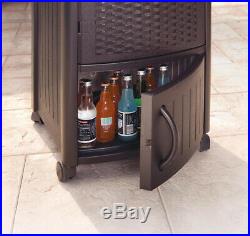 Wicker Cooler Rattan Outdoor Patio Deck Party Ice Cabinet n Wire Basket Resin