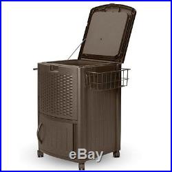 Wicker Patio Cooler Outdoor Ice Chest Deck Bar Party Portable Beverage 77 Qt New