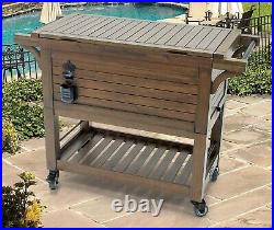 Wooden Ice Chest 100 Quart Wood Rolling Cooler 130 Can Capacity Tommy Bahama