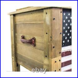 Wooden Patio Beverage Cooler for Porch, Deck or Patio American Flag Design