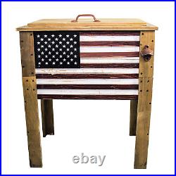 Wooden Patio Beverage Cooler for Porch, Deck or Patio American Flag Design 5