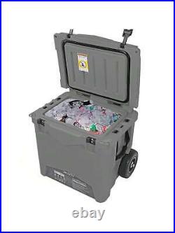 Xspec 45 Quart Towable Roto Molded Ice Chest Outdoor Cooler With Wheels, Grey