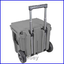 Xspec 45 Quart Towable Roto Molded Ice Chest Outdoor Cooler with Wheels, Grey