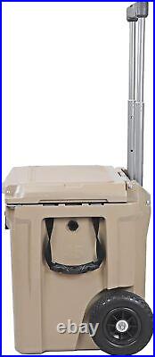Xspec 45 Quart Towable Roto Molded Ice Chest with Wheels Durable Outdoor Cooler