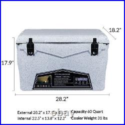 Xspec 60 Quart Roto Molded High Performance Ice Chest Outdoor Cooler, Granite