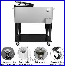 Yumhome 80 Qt Rolling Cooler Cart Ice Chest for Outdoor Patio Deck Party