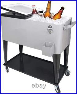 Yumhome Portable 80QT Rolling Cooler Cart Ice Chest for Outdoor Patio Deck Party
