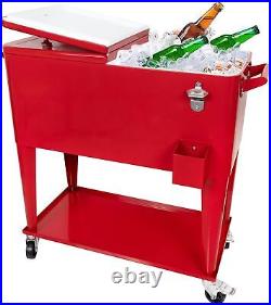 Yumhome Portable Rolling Cooler Cart 80 Quart Cooler cart for Party Ice Chest